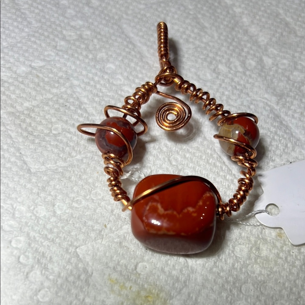 Handcrafted Copper and Red Stone Pendant